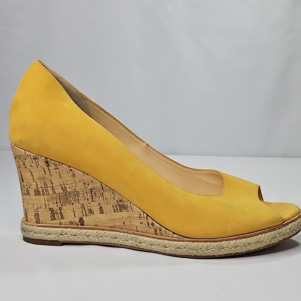 Cole Haan Yellow Wedge Espadrilles With Wooden Heel Size 10